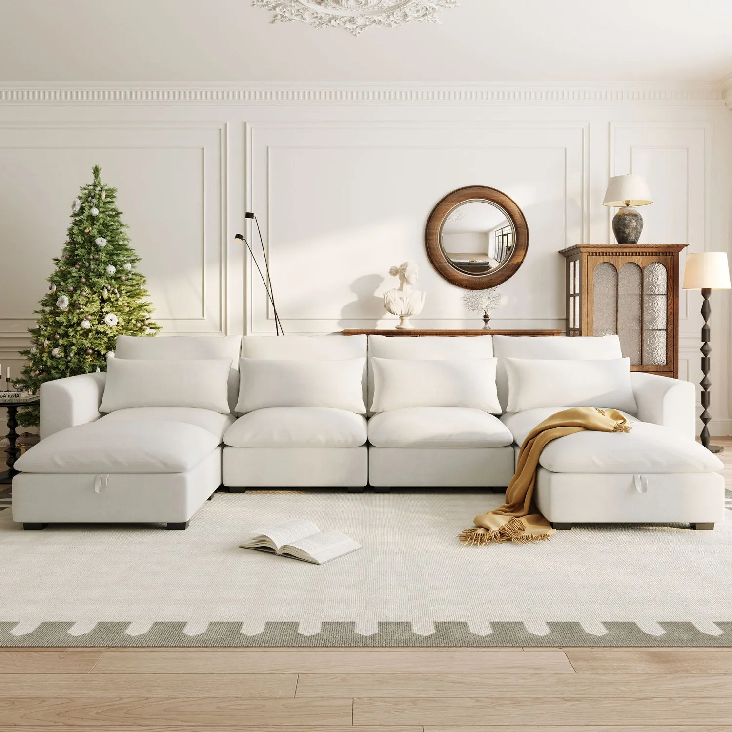 Streamdale U-Shaped Modular Corner Sofa with Ottomans