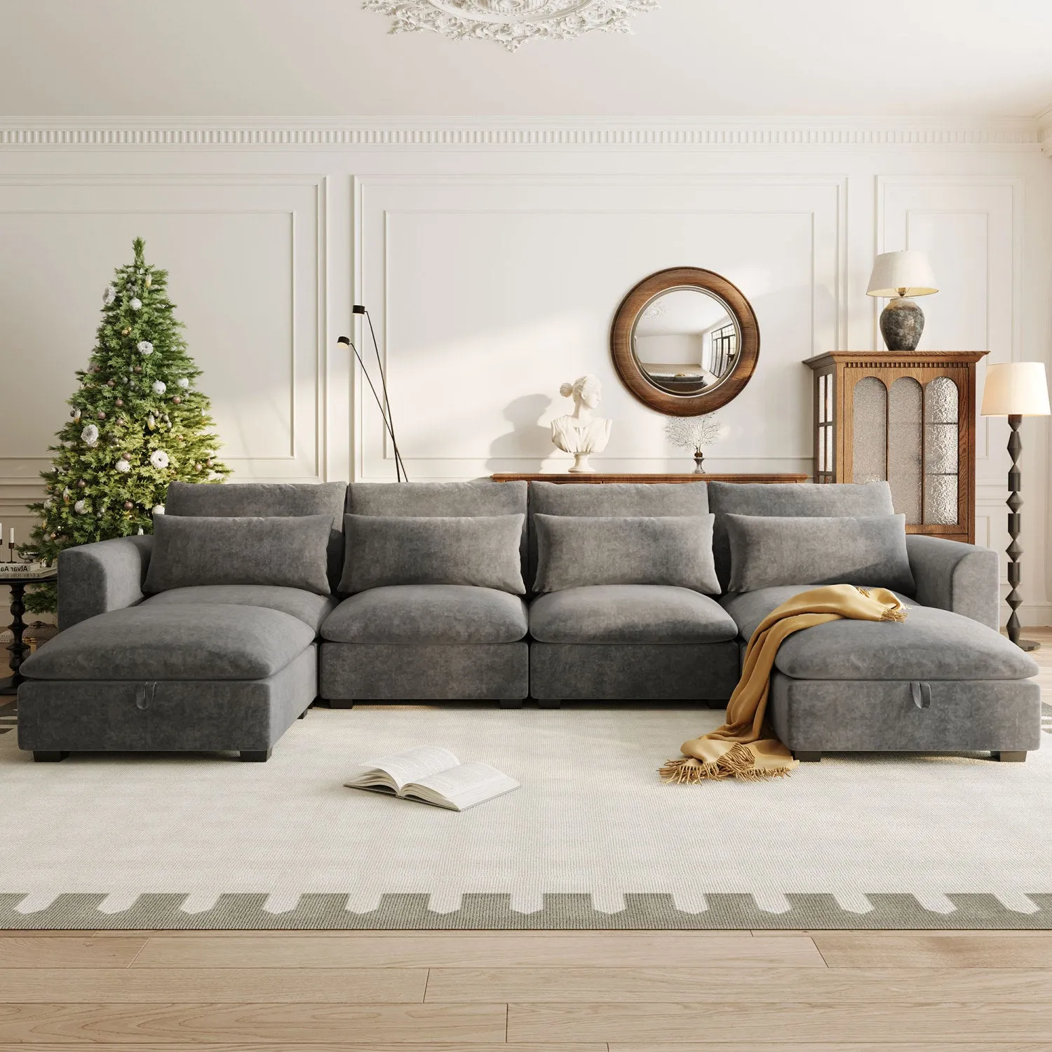 Streamdale U-Shaped Modular Corner Sofa with Ottomans