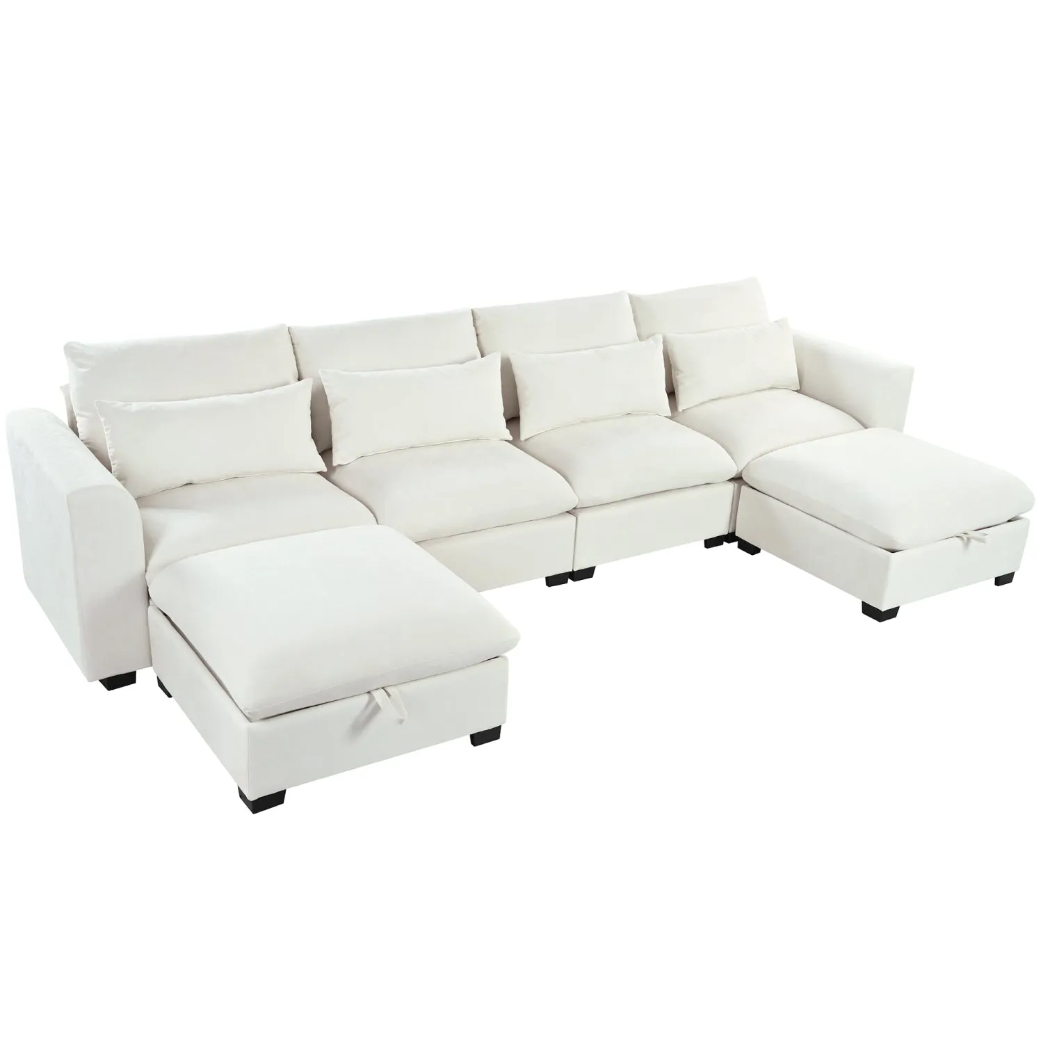Streamdale U-Shaped Modular Corner Sofa with Ottomans