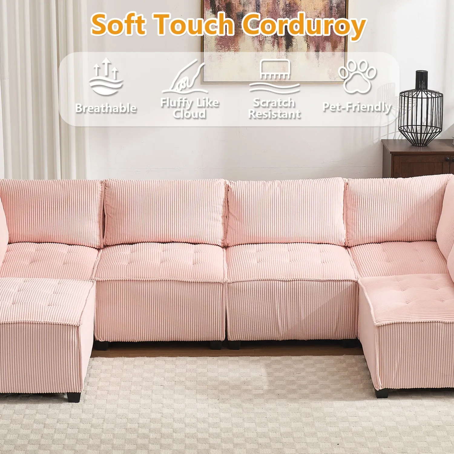 Streamdale U-Shaped Modular Sectional Sofa with Reversible Chaise
