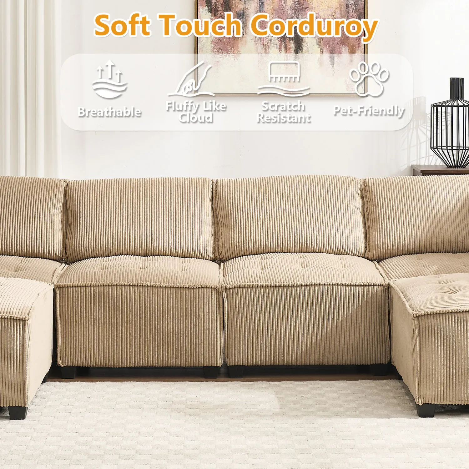 Streamdale U-Shaped Modular Sectional Sofa with Reversible Chaise