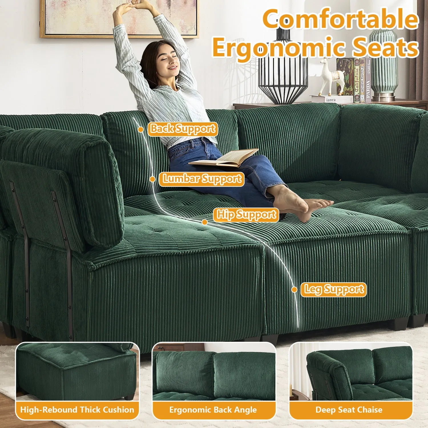 Streamdale U-Shaped Modular Sectional Sofa with Reversible Chaise
