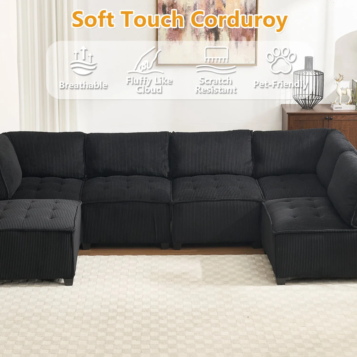 Streamdale U-Shaped Modular Sectional Sofa with Reversible Chaise