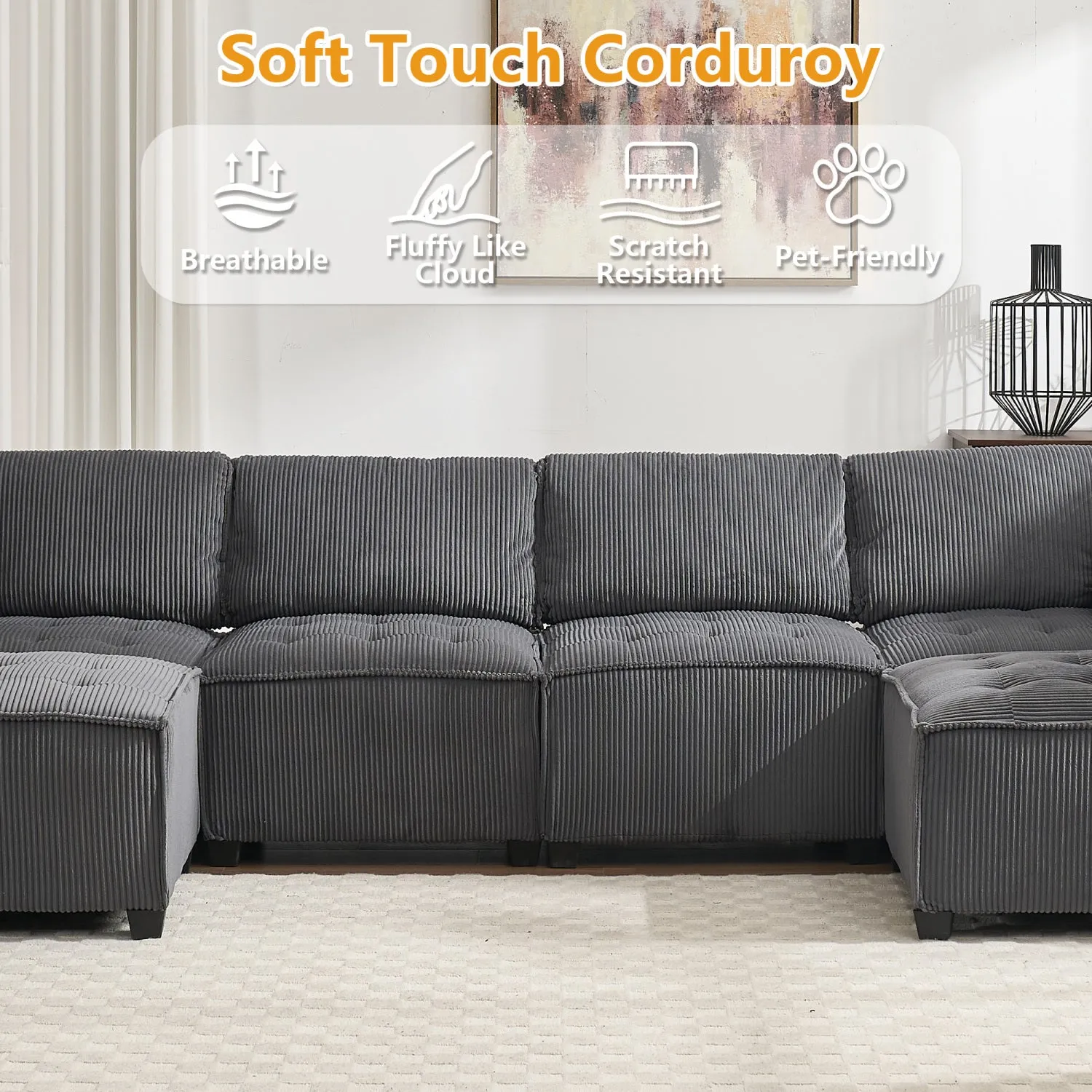 Streamdale U-Shaped Modular Sectional Sofa with Reversible Chaise