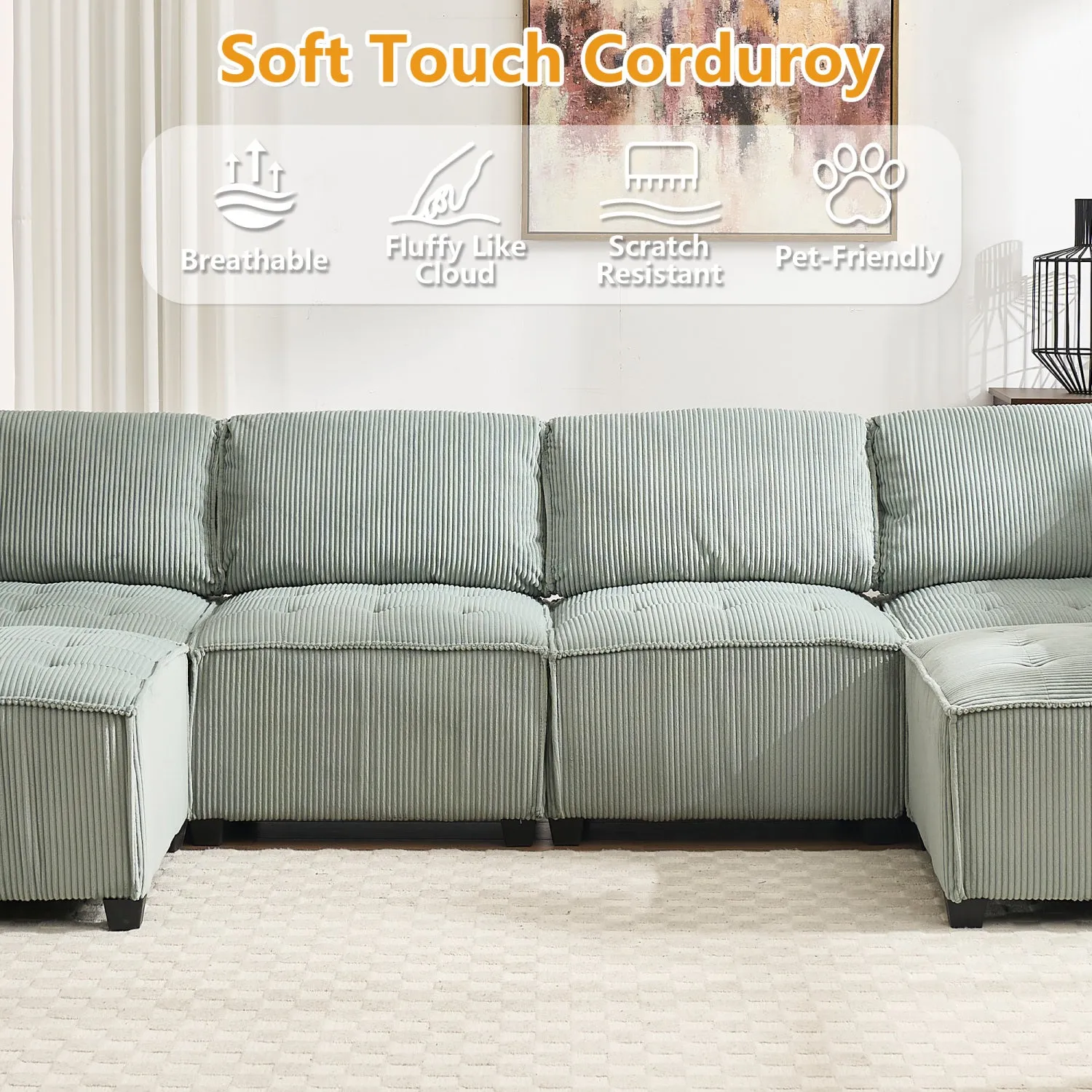 Streamdale U-Shaped Modular Sectional Sofa with Reversible Chaise
