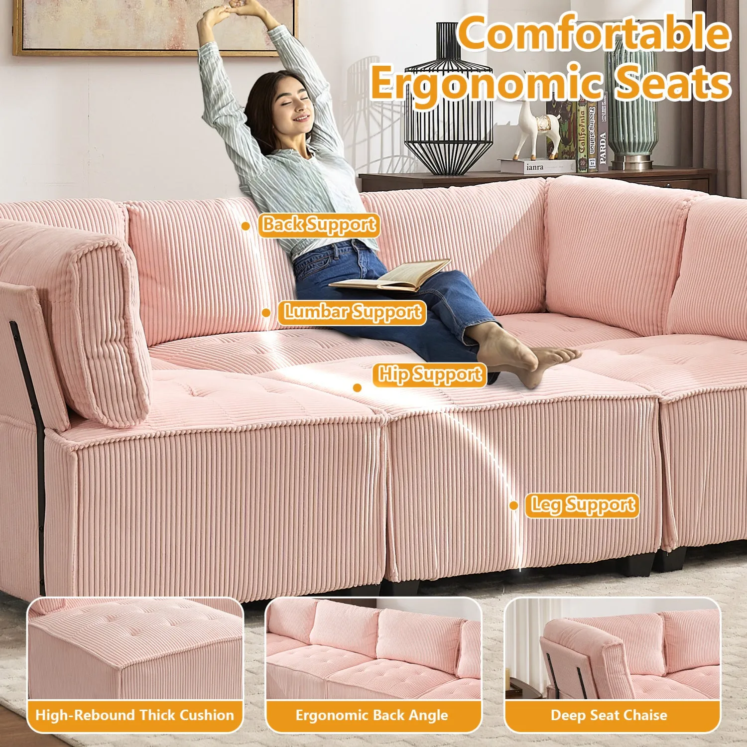 Streamdale U-Shaped Modular Sectional Sofa with Reversible Chaise