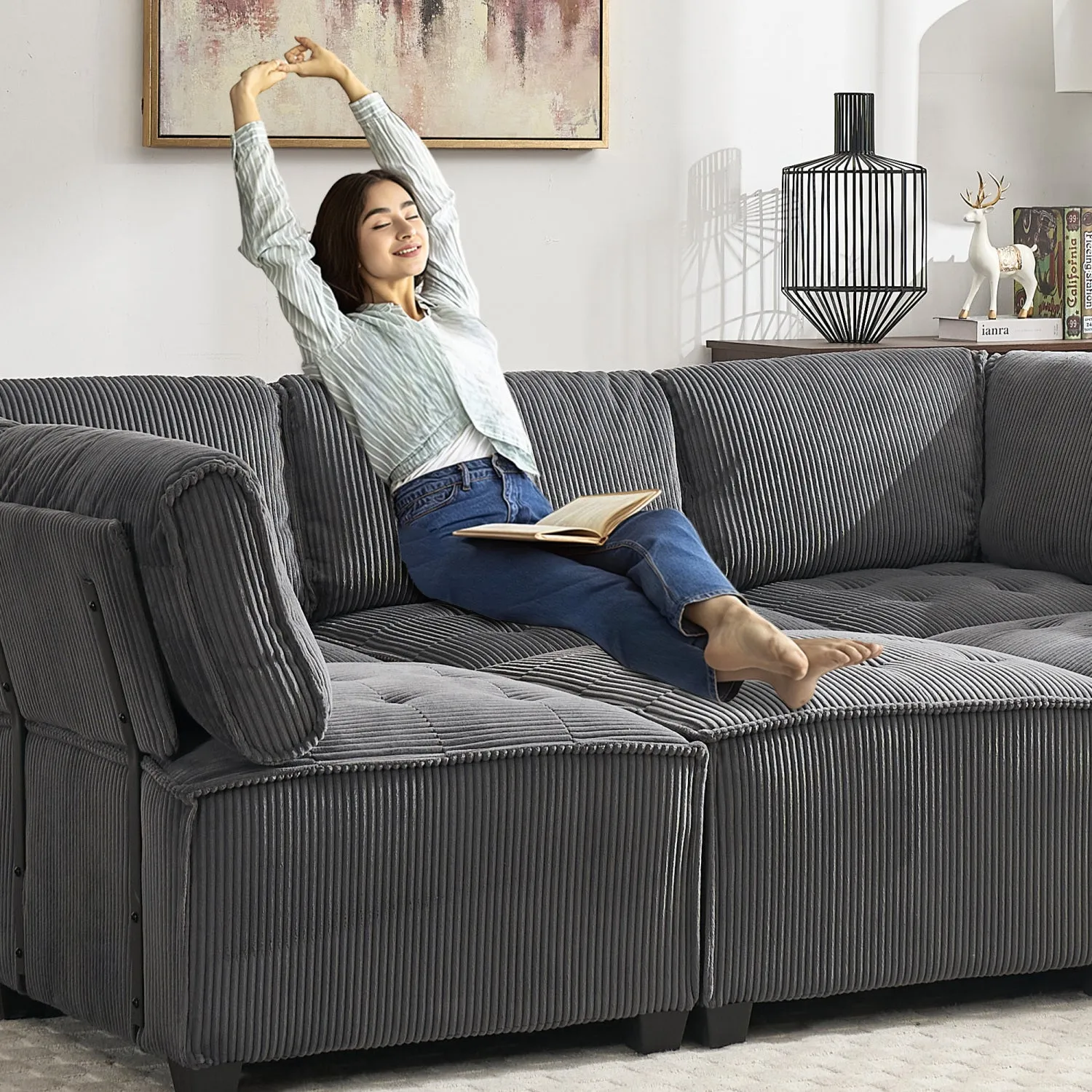 Streamdale U-Shaped Modular Sectional Sofa with Reversible Chaise