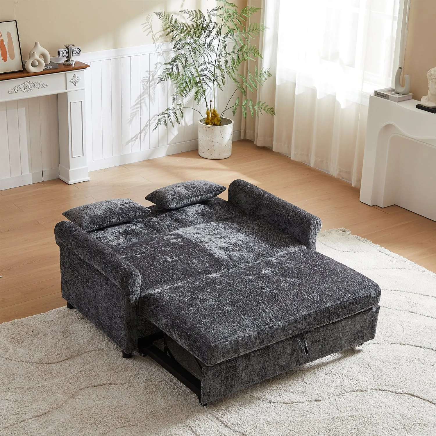 Streamdale Upholstered Sofa Bed - Chenille Loveseat with Adjustable Back