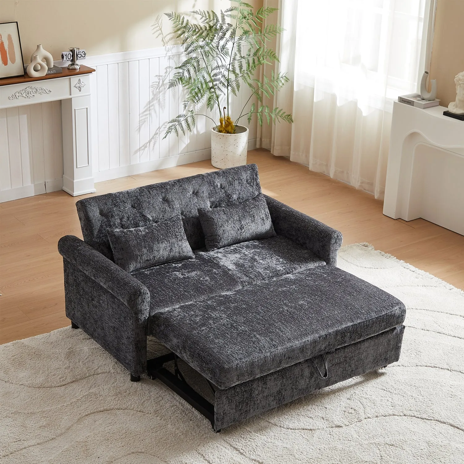 Streamdale Upholstered Sofa Bed - Chenille Loveseat with Adjustable Back