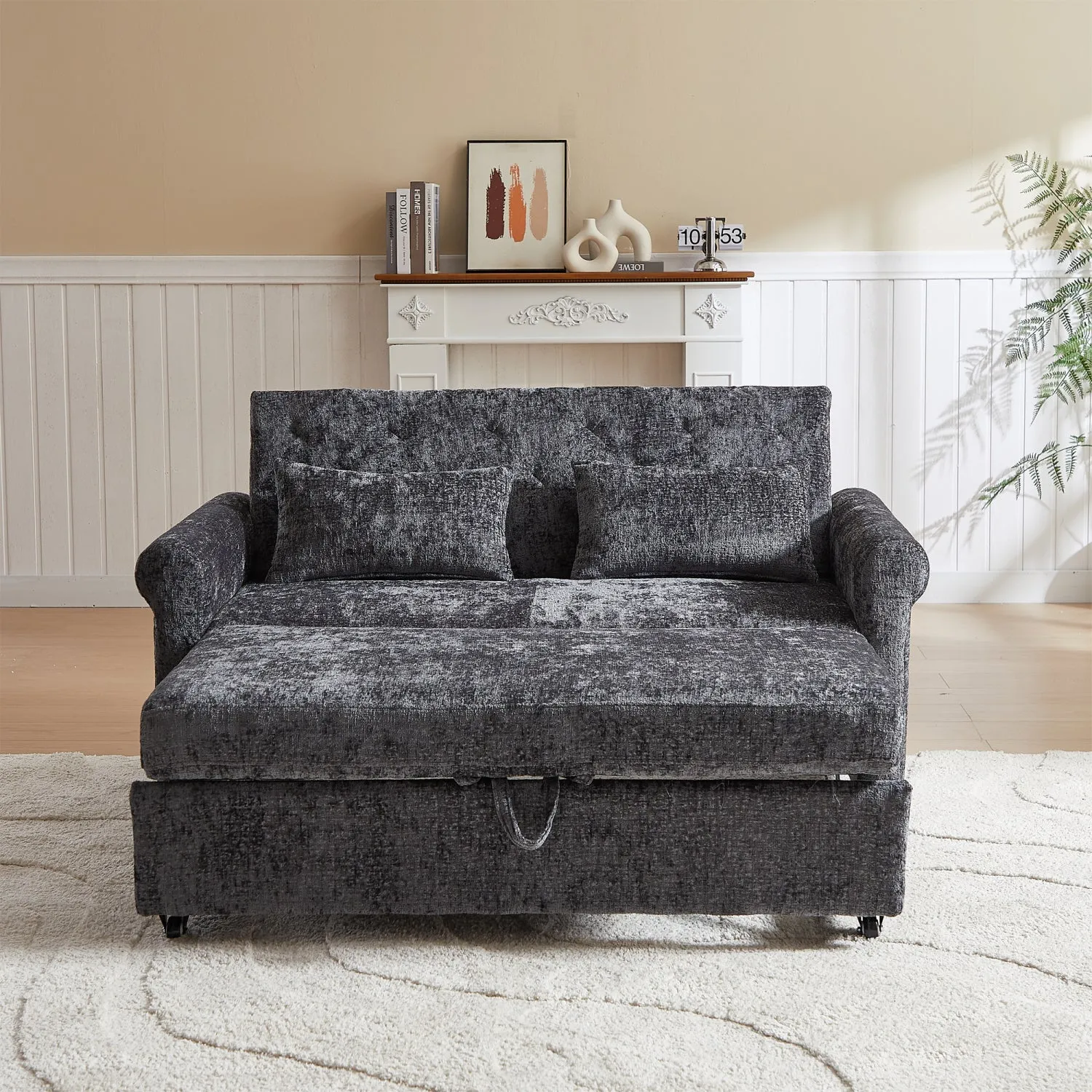 Streamdale Upholstered Sofa Bed - Chenille Loveseat with Adjustable Back