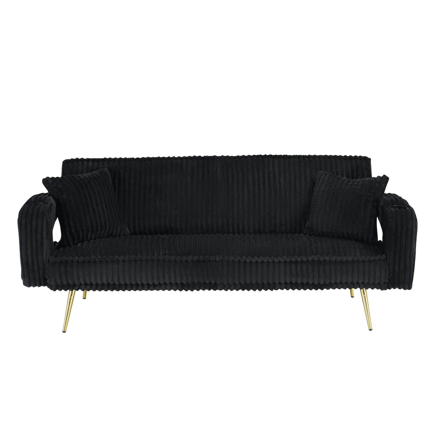 Streamdale White Corduroy Sofa with Pillows - Minimalist Living Room/Study