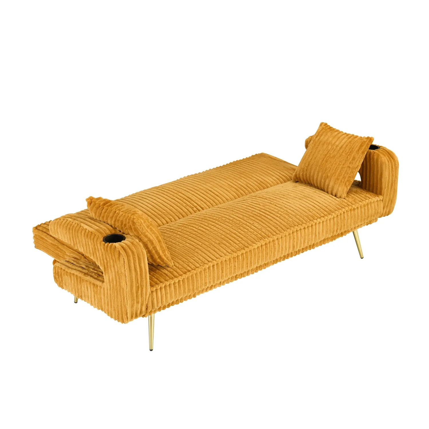 Streamdale White Corduroy Sofa with Pillows - Minimalist Living Room/Study