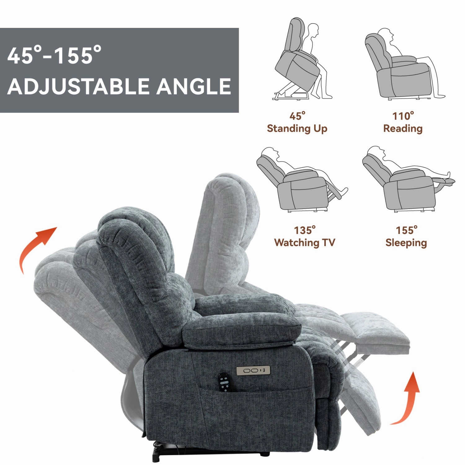 Streamdale 23" Beige Chenille Power Lift Recliner w/ Massage & Heat
