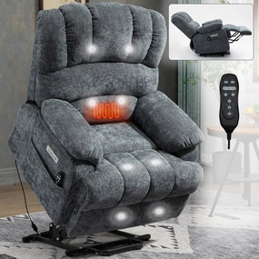 Streamdale 23" Beige Chenille Power Lift Recliner w/ Massage & Heat
