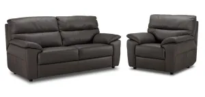 Toscana Leather Sofa and Chair Set-Grey