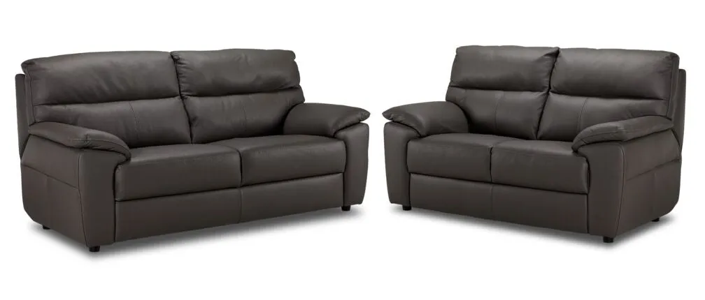 Toscana Leather Sofa and Loveseat Set-Grey