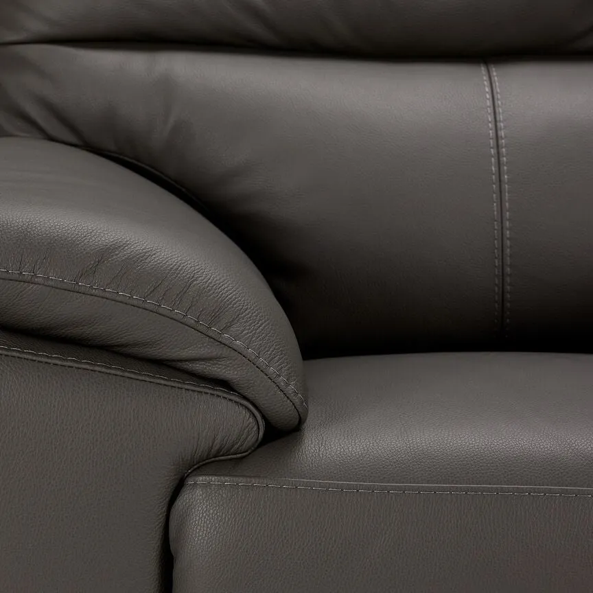 Toscana Leather Sofa and Loveseat Set-Grey