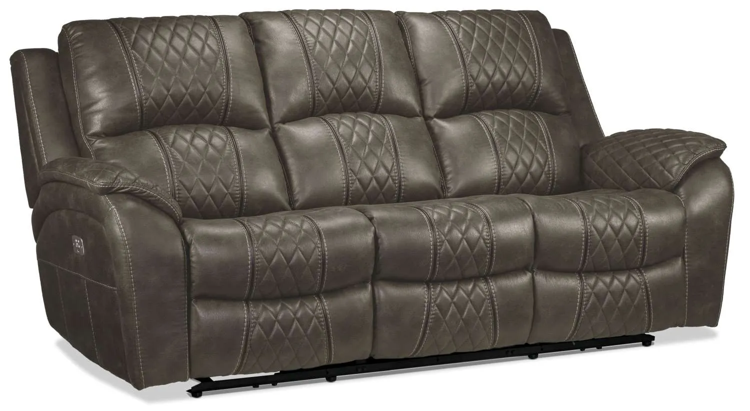 Wesley Dual Power Reclining Sofa, Dual Power Reclining Loveseat w/Console and Dual Power Recliner Set - Granite